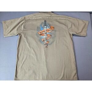 Vintage Orange County Choppers Mens XXL Khaki Button Up Work Shirt Biker